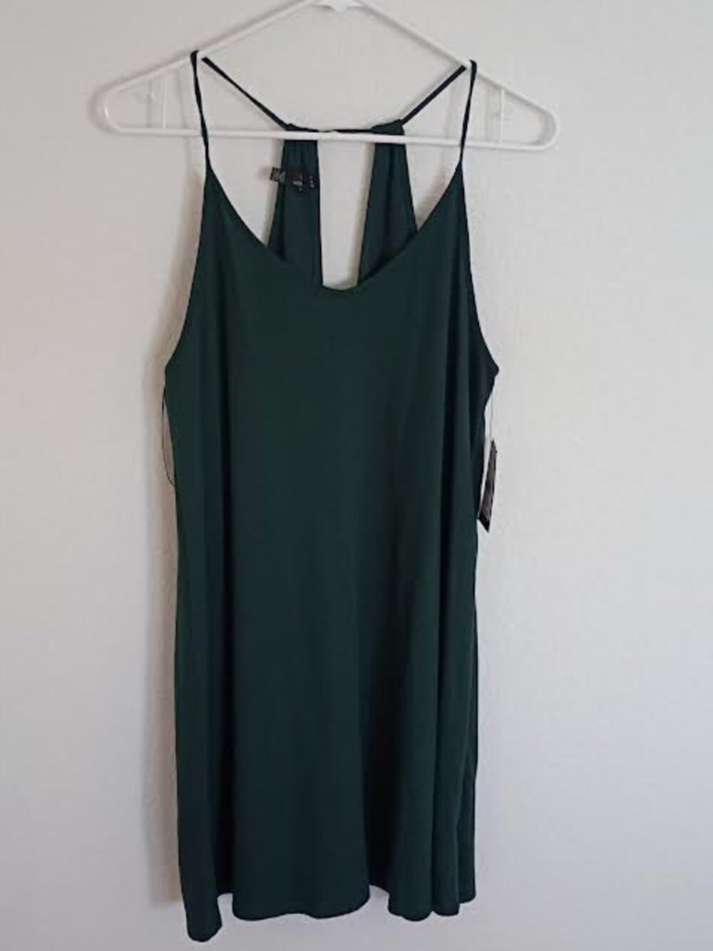 VOLCOM WOMEN'S DRESS DARK GREEN SLEEVELESS DEEP VEE BACK STRETCH SIZE MEDIUM NWT